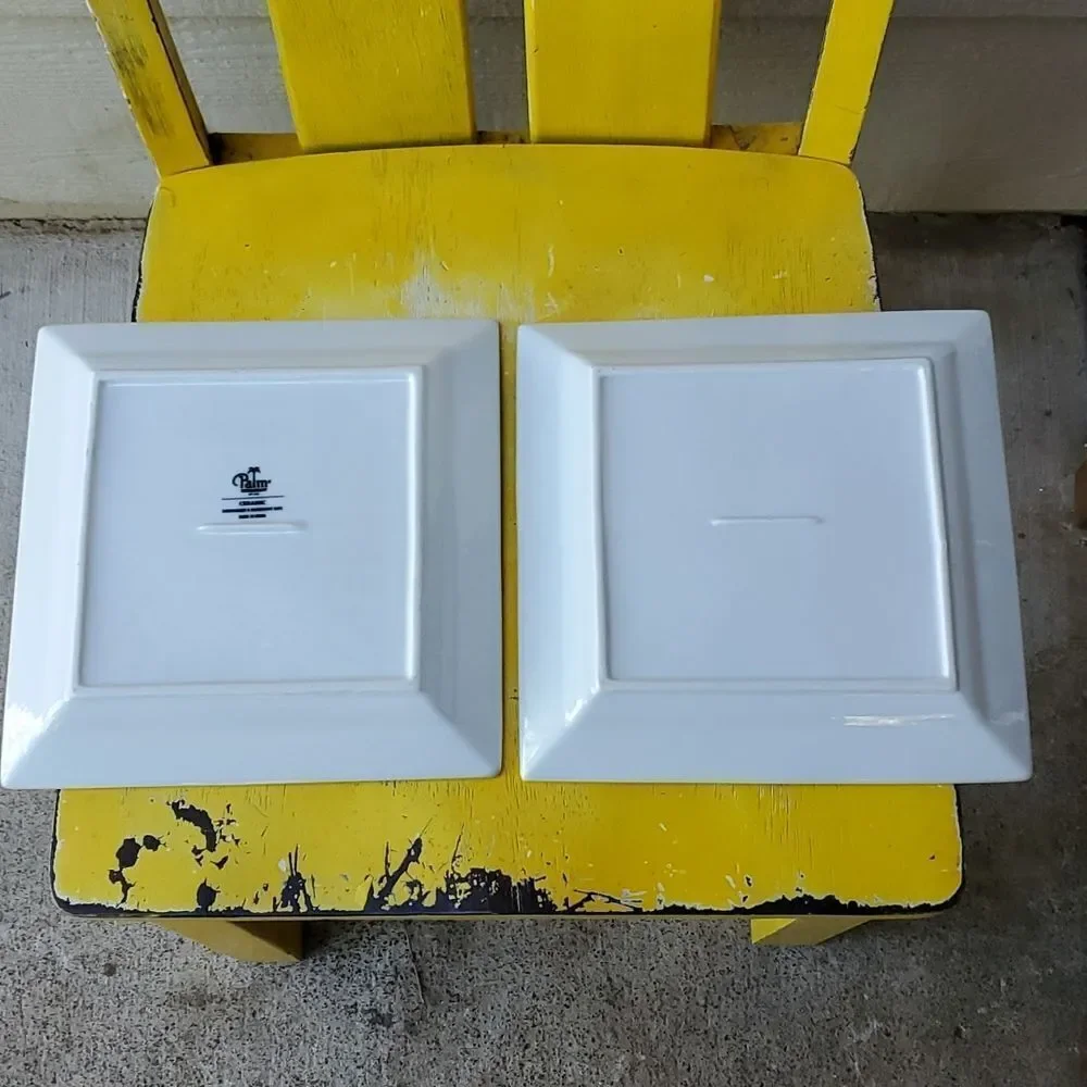 Palm Restaurant White Square Dinner Plate set of 2 9.75